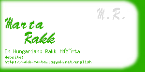 marta rakk business card